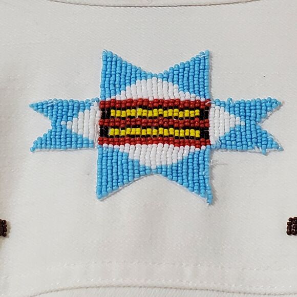 Lauren Jeans Co Womens Sz Small Aztec Beaded White Denim Jacket - Picture 7 of 10